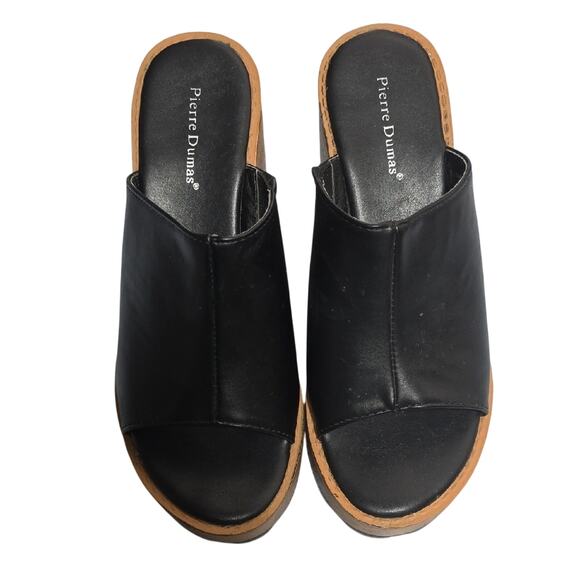 Pierre Dumas Women's Black Sz 7M Colby Chunky Platform 3.5' Heel Slip on Sandals - Picture 5 of 12